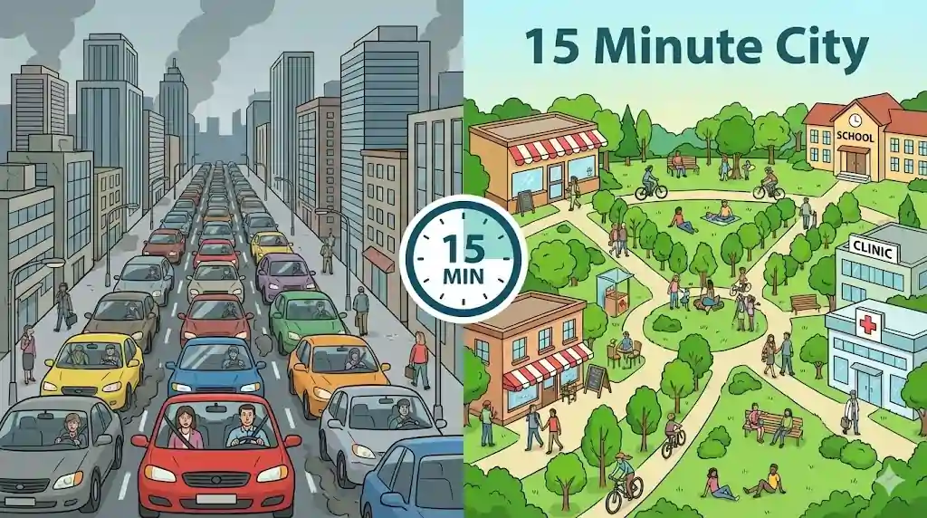 Konsep 15 Minute City: Hidup Nyaman Tanpa Tua di Jalan